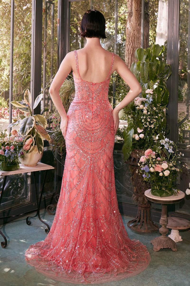 Vestido de Noche Ajustado con Cuentas (Dos Colores)
