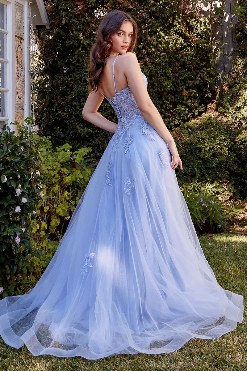 Vestido de Tul a Capas con Aplicaciones de Encaje (Varios Colores)
