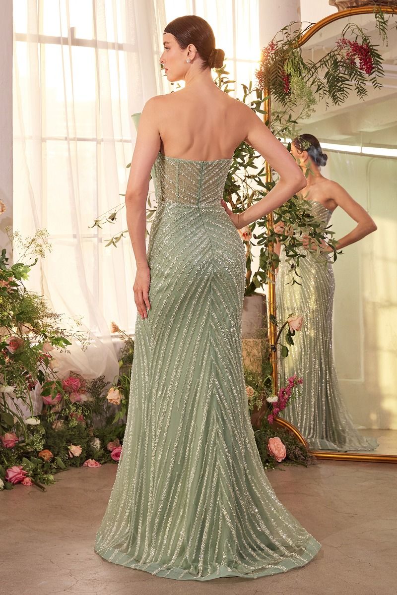 Vestido Plisado, Busto con Decorado en Abanico y Perlas.(Varios Colores)