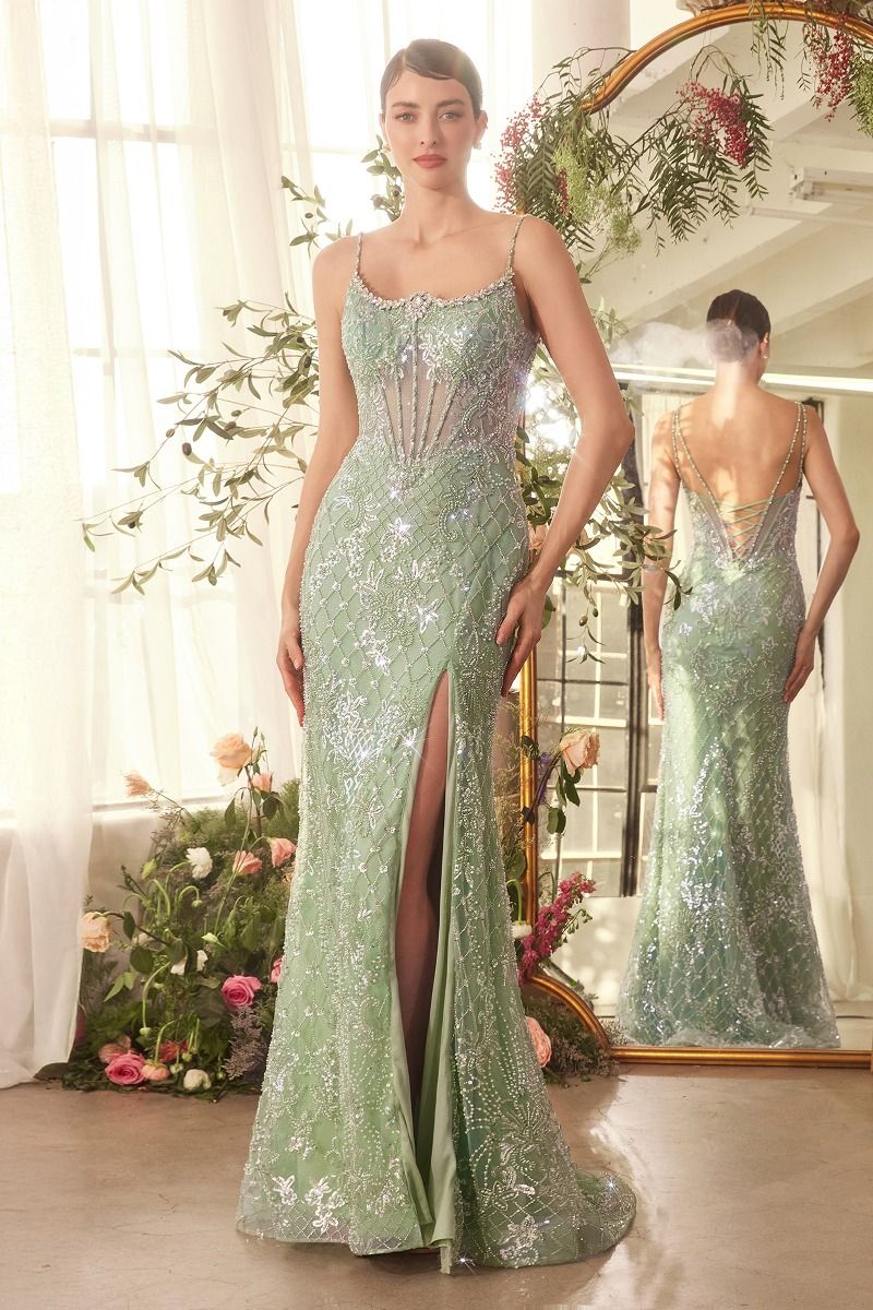 Vestido Con Cristales y escote pronunciado (Varios Colores)
