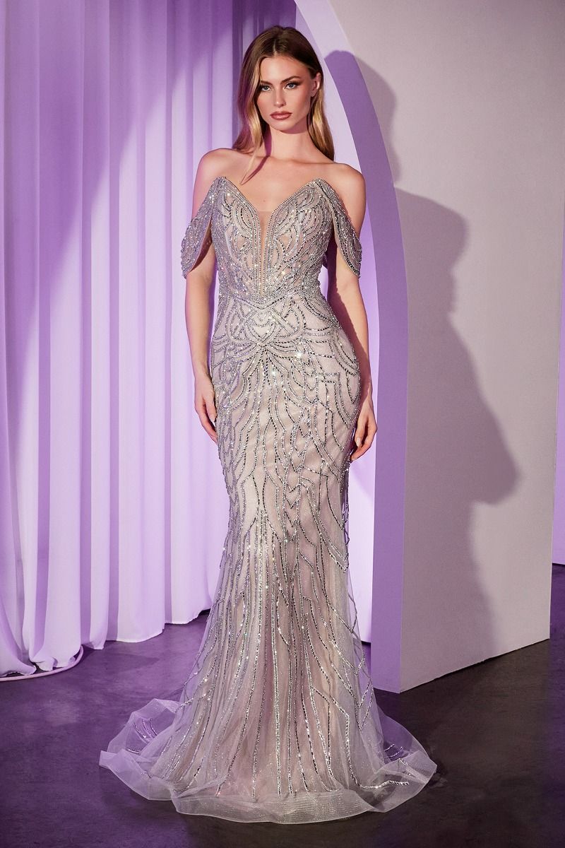 Vestido Con Adornos de Cristal y Hombros Descubiertos (Varios Colores)