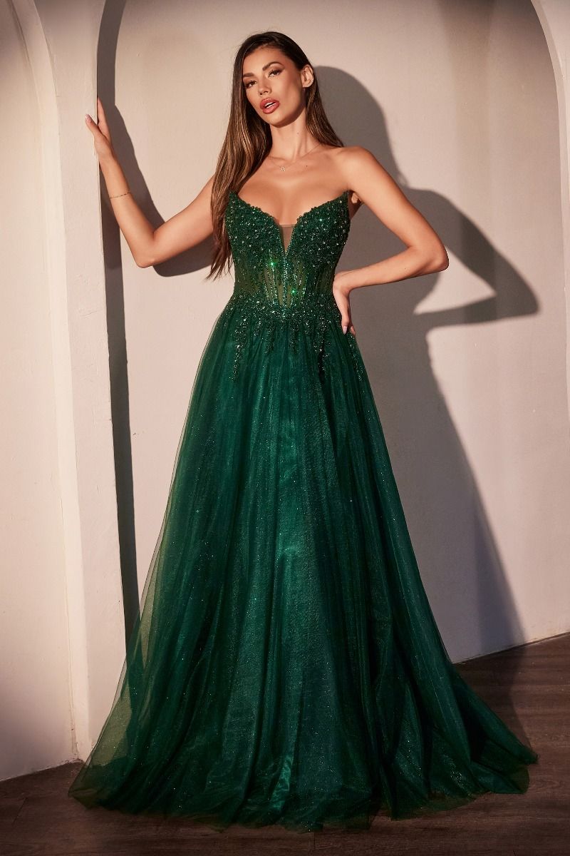 Vestido Línea A de Tul a Capas Sin Tirantes (Varios Colores)
