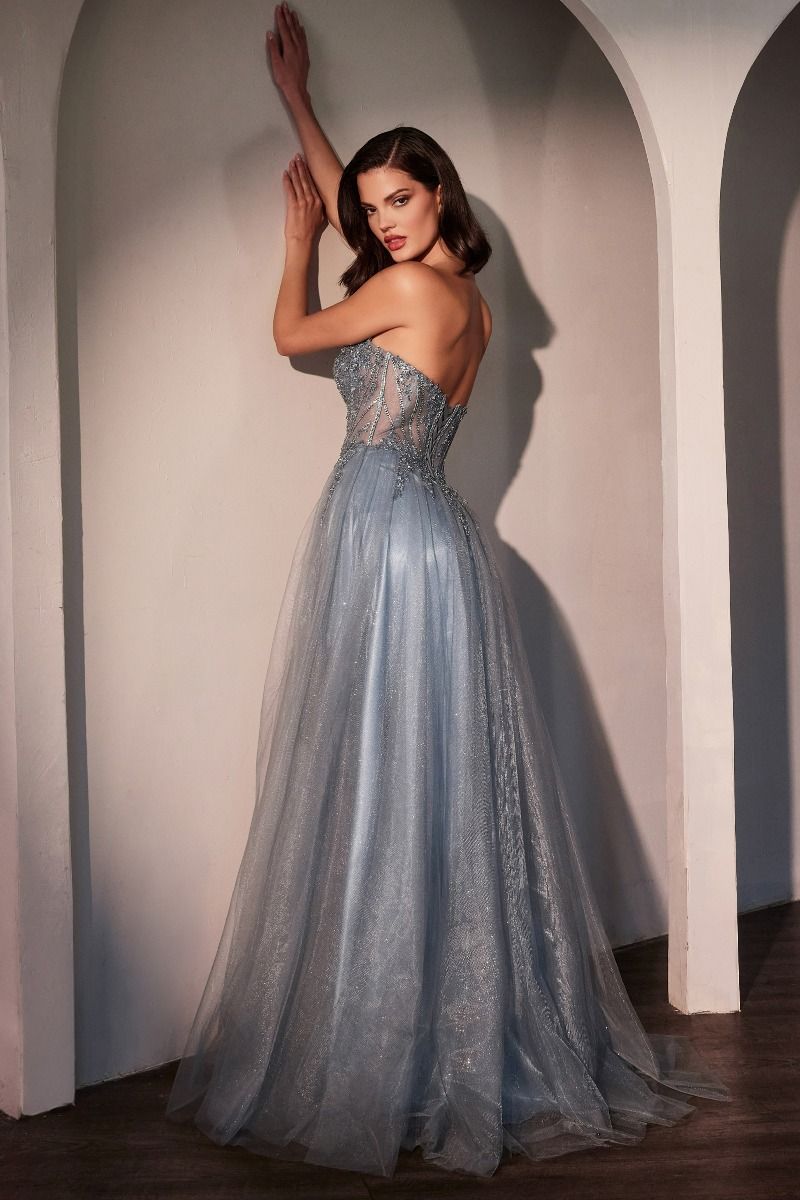 Vestido Línea A de Tul a Capas Sin Tirantes (Varios Colores)