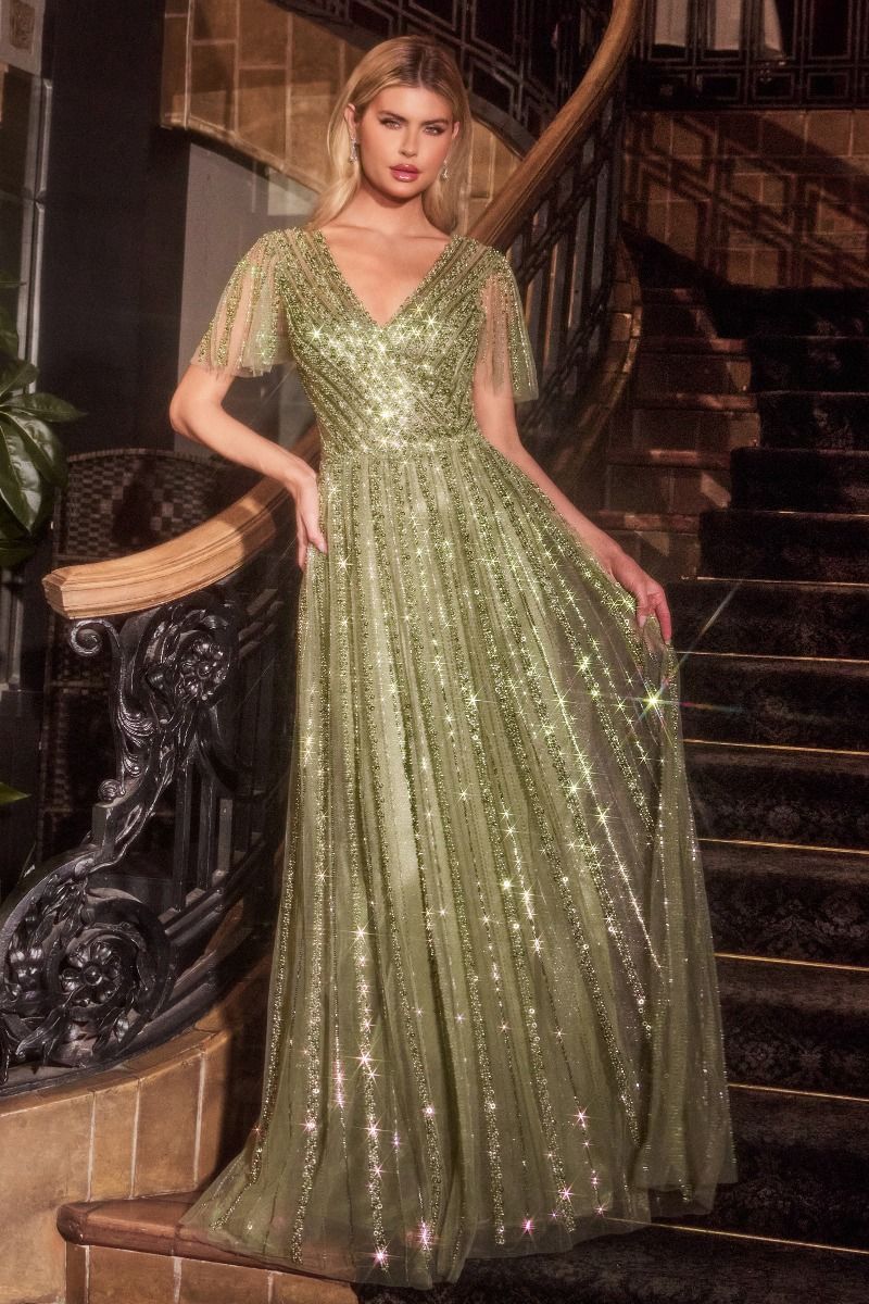 Vestido en Línea A con Adornos de Lentejuelas(Dos Colores)