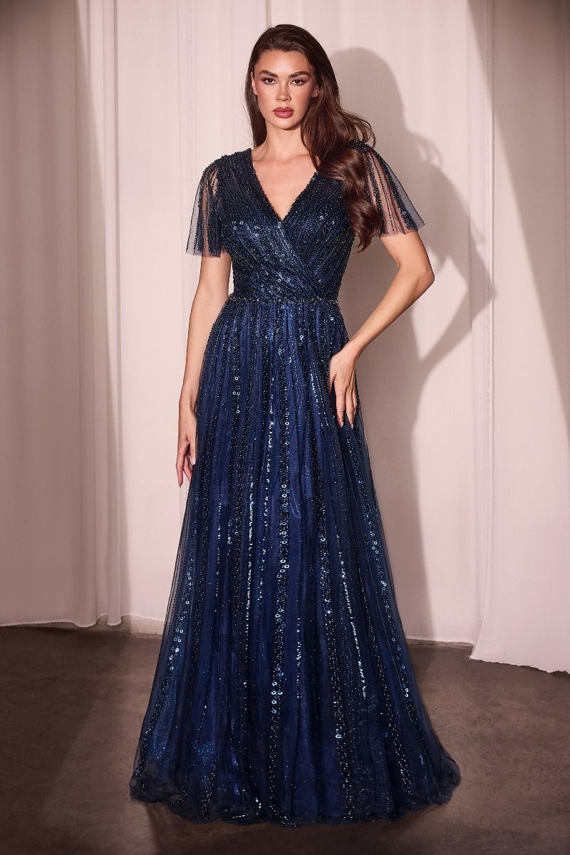 Vestido en Línea A con Adornos de Lentejuelas(Dos Colores)