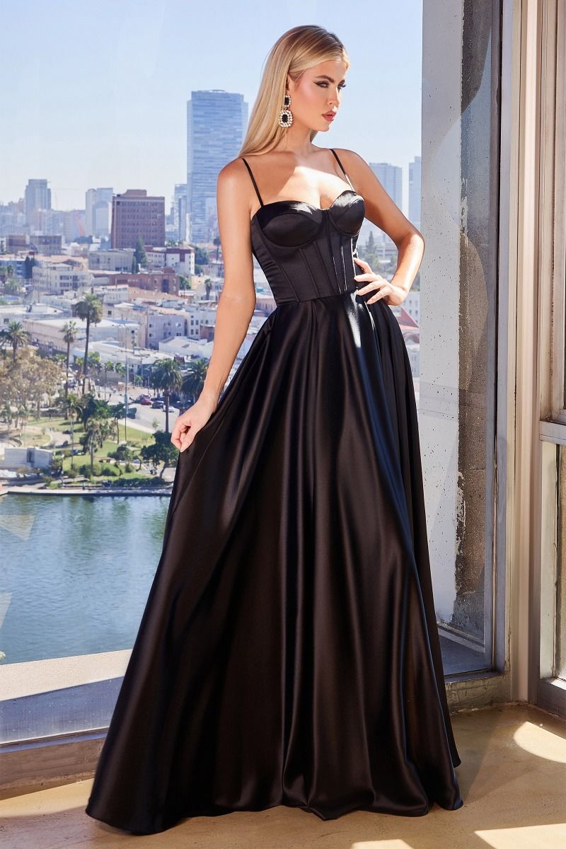 Vestido con Buster de Satín Línea A. (Varios Colores)