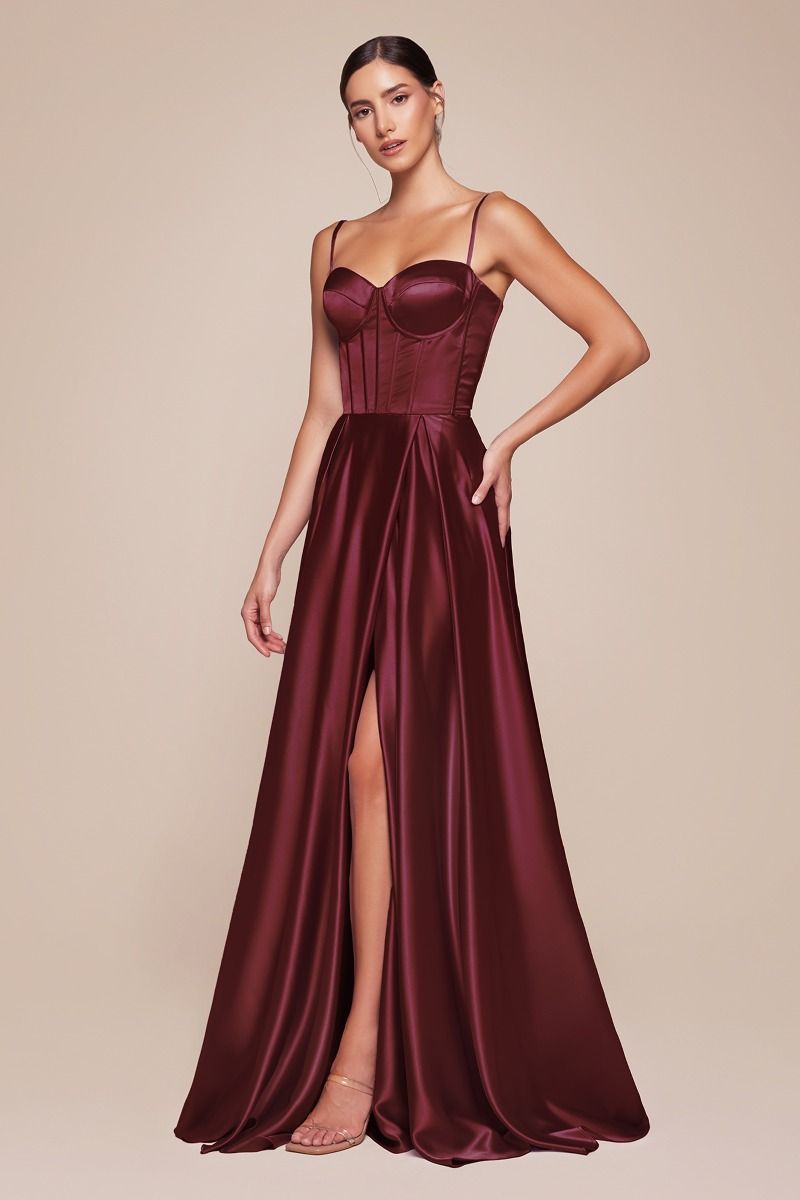 Vestido con Buster de Satín Línea A. (Varios Colores)