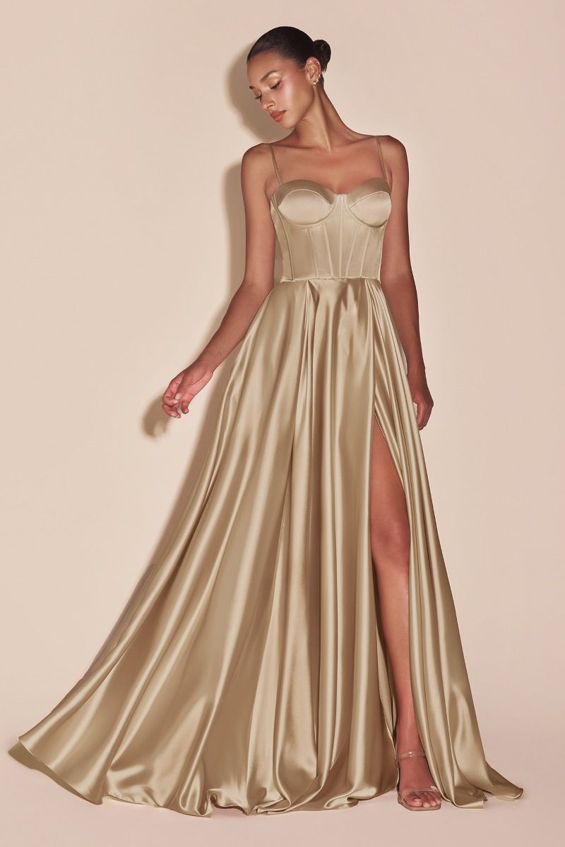 Vestido con Buster de Satín Línea A. (Varios Colores)