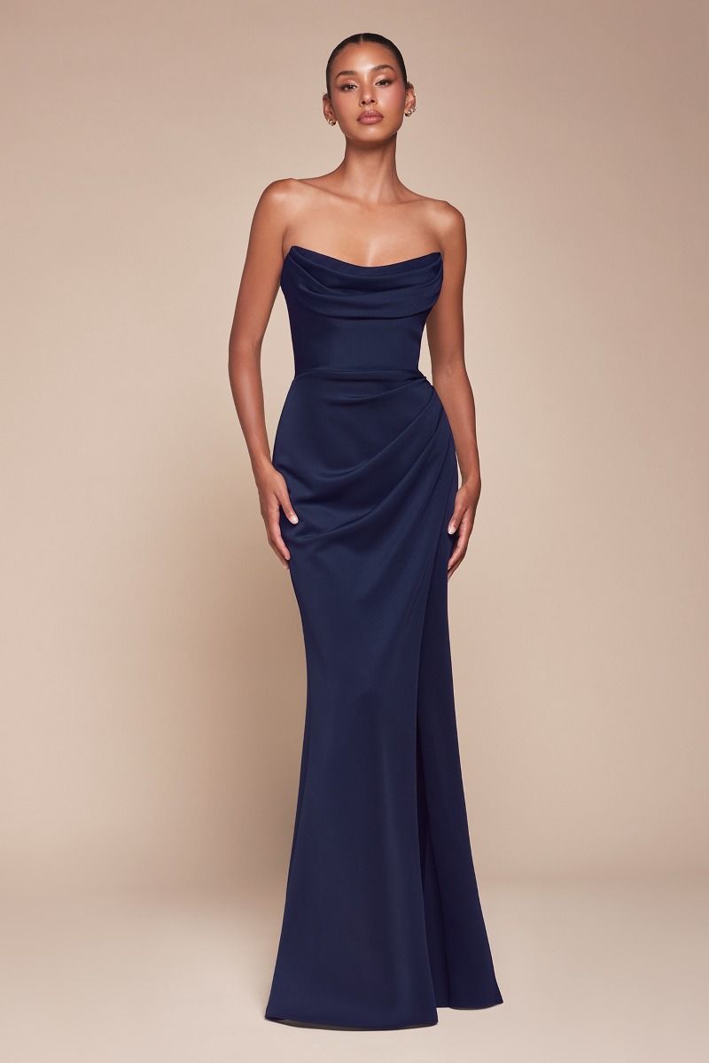 Vestido de Chifón sin Tirantes. (Varios Colores)