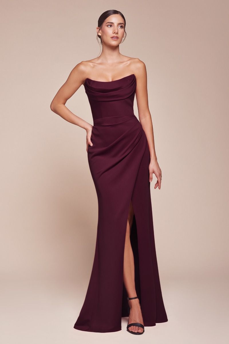 Vestido de Chifón sin Tirantes. (Varios Colores)