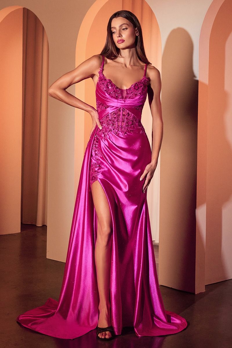 Vestido de Noche de Encaje de Satén y Encaje. (Varios Colores)