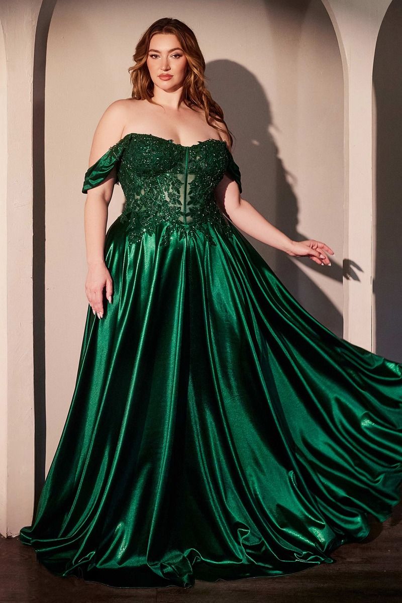 Vestido en Línea A de Satén con Hombros Desconectados (Varios Colores)
