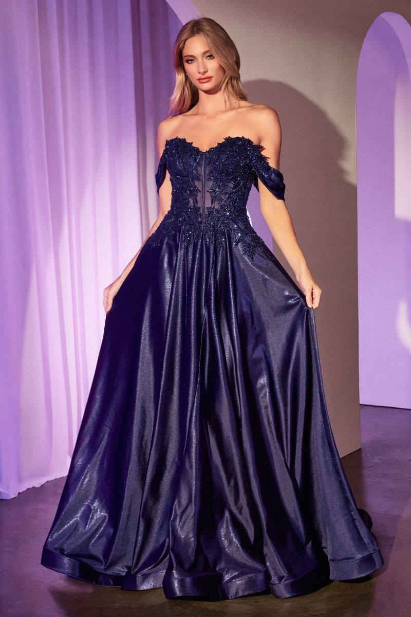 Vestido en Línea A de Satén con Hombros Desconectados (Varios Colores)
