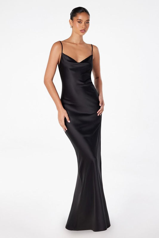 Vestido Recto con Tirantes, Escote de Espalda Profundo y Abertura en la Pierna (Varios Colores)