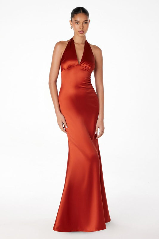 Vestido Corte Sirena Tipo Halter con Espalda Descubierta (Varios Colores)
