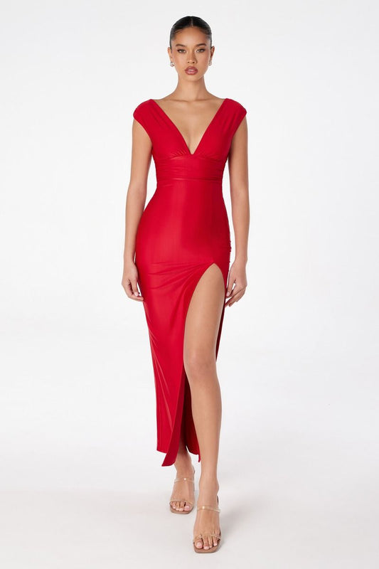 Vestido Corte Recto Midi con Abertura en la Pierna (Varios Colores)
