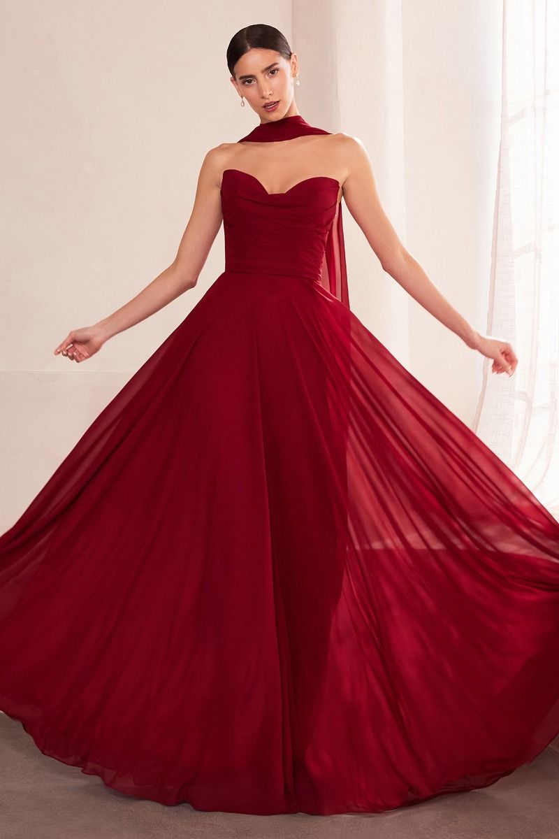 Vestido Dama de Honor Línea A Escote Corazón con Pashmina.(Varios Colores)