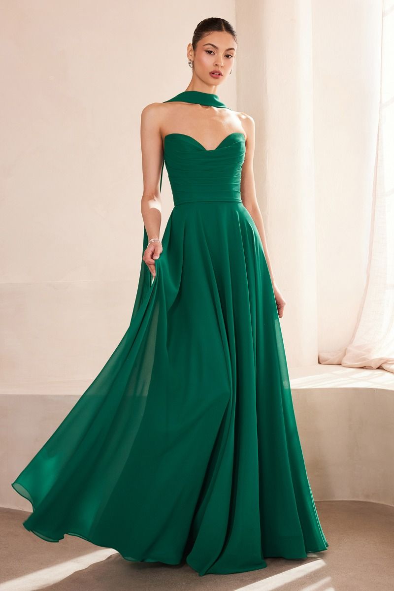 Vestido Dama de Honor Línea A Escote Corazón con Pashmina.(Varios Colores)