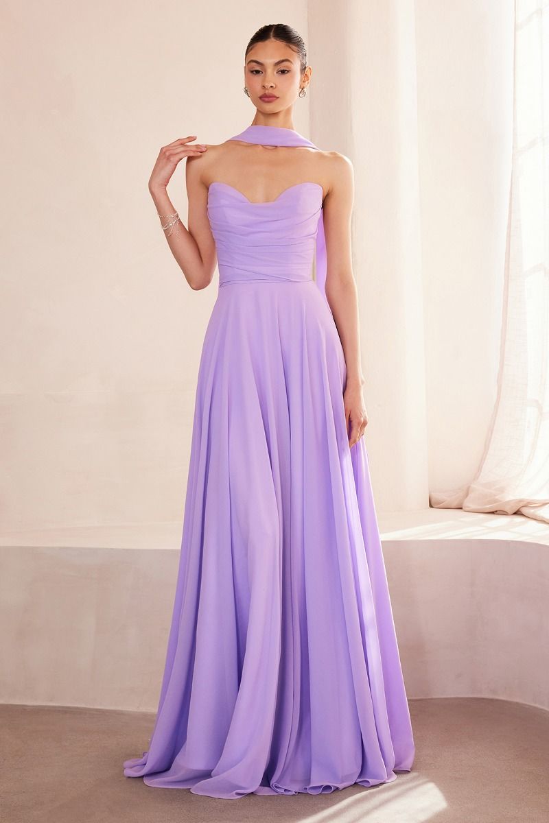 Vestido Dama de Honor Línea A Escote Corazón con Pashmina.(Varios Colores)