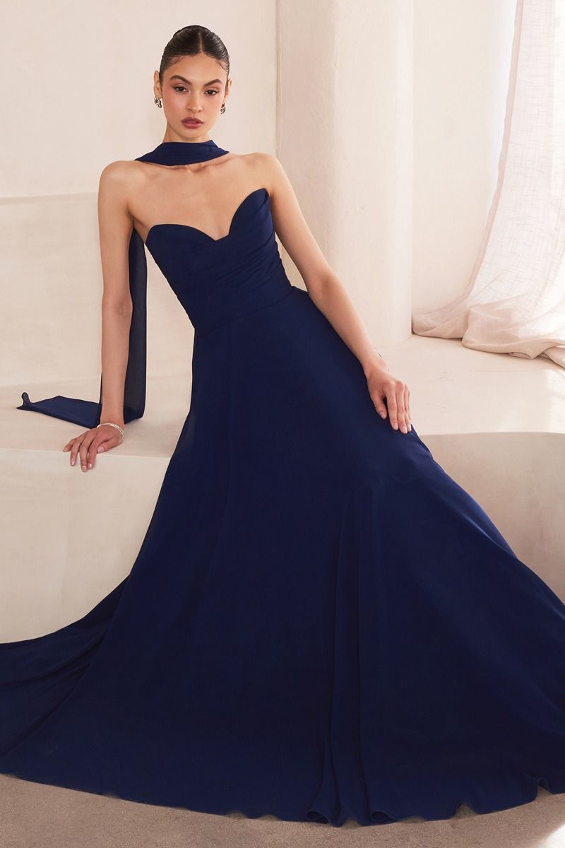Vestido Dama de Honor Línea A Escote Corazón con Pashmina.(Varios Colores)
