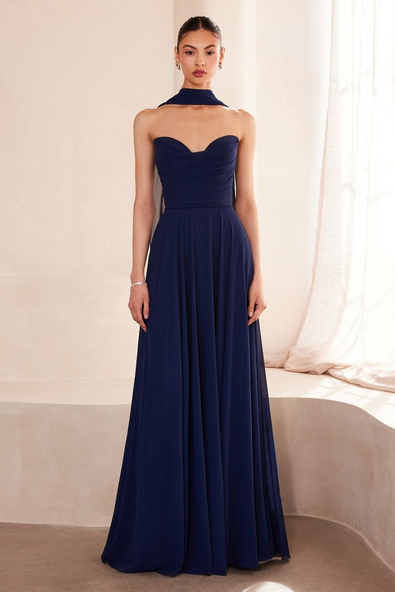 Vestido Dama de Honor Línea A Escote Corazón con Pashmina.(Varios Colores)