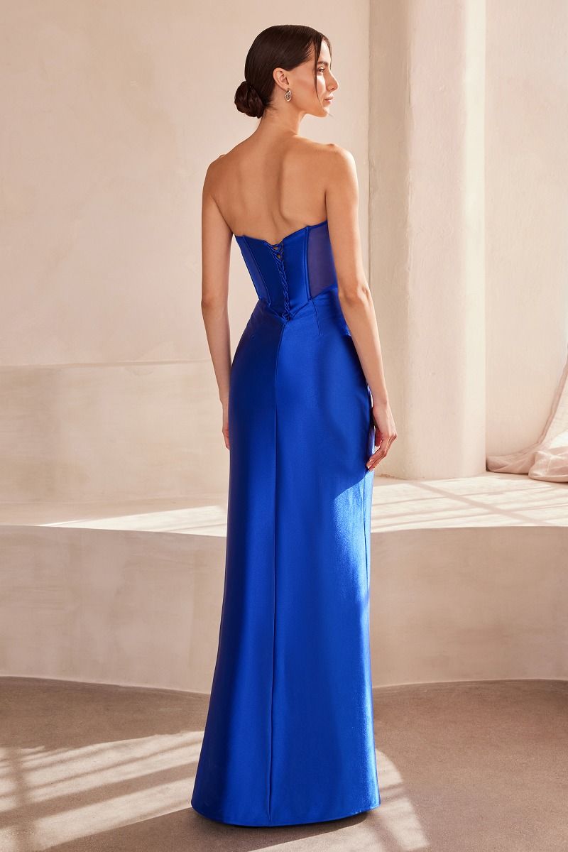 Vestido de Satén Corte Sirena con Abertura en la Pierna (Varios Colores)