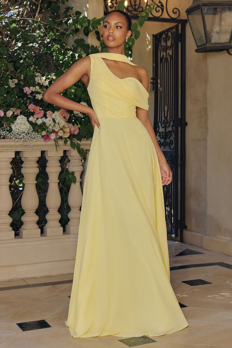 Vestido de Novia Corte en A, Escote de un Solo Hombro con Capa Drapeada de Gasa (Varios Colores)