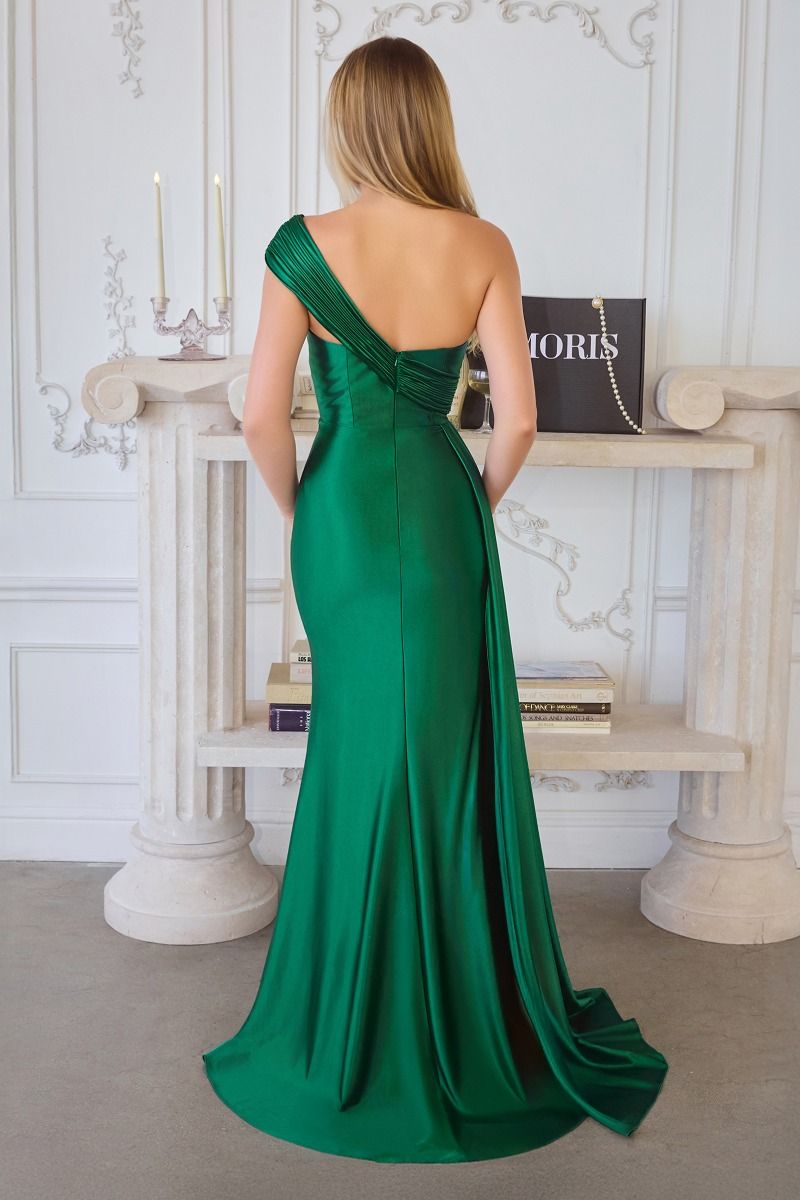 Vestido de Satén con Tirante Cruzado a un Hombro, Escote de Corazón y Abertura en la Pierna (Varios Colores)