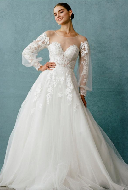 Vestido de Novia con encaje en corte A