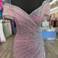 Vestido Ajustado de Tul con Hombros Descubiertos y Adornado con Cuentas, Colores Nude y Pink