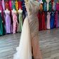 Vestido con Aplicaciones en Cuentascon Tirante Cruzado y Sobrefalda de Tul con Cauda (Varios Colores)