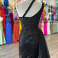 Vestido con Aplicaciones en Cuentascon Tirante Cruzado y Sobrefalda de Tul con Cauda (Varios Colores)