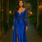 Vestido Ajustado con Mangas Largas, Cintura Lateral Fruncida con Cauda y Abertura Lateral (Varios Colores)