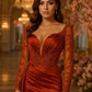 Vestido Ajustado con Mangas Largas, Cintura Lateral Fruncida con Cauda y Abertura Lateral (Varios Colores)