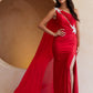 Vestido a un Hombro con Adornos y Escote transparente con Abertura en la Pierna (Varios Colores)