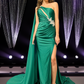 Vestido a un Hombro con Adornos y Escote transparente con Abertura en la Pierna (Varios Colores)