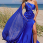 Vestido a un Hombro con Adornos y Escote transparente con Abertura en la Pierna (Varios Colores)