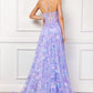 Vestido Corte en A Bordado con Tirantes y Escote de Corazón, Colores Navy y Lilac