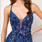 Vestido Corte en A Bordado con Tirantes y Escote de Corazón, Colores Navy y Lilac