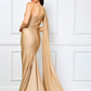 Vestido a un Hombro con Adornos y Escote transparente con Abertura en la Pierna (Varios Colores)