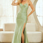 Vestido de satín  Corte Sirena y Media Abertura en la Pierna (Varios Colores)
