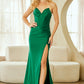 Vestido de satín  Corte Sirena y Media Abertura en la Pierna (Varios Colores)