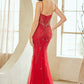 Vestido Corte Sirena, Escote de Corazón y Tirantes, oon Aplicaciones de Cuentas y Cristales (Varios Colores)