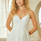 Vestido de Novia  en Línea A de Tul con Forro y detalles de Encaje  brilloso Color White