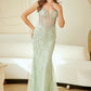 Vestido Corte Sirena, Escote de Corazón y Tirantes, oon Aplicaciones de Cuentas y Cristales (Varios Colores)