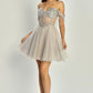 Vestido Corto Bordado con Mangas al Hombro (Varios Colores)
