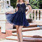Vestido Corto falda de Tul brilloso y con detalles de lentejuela en el Busto (Varios Colores)