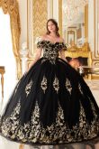 Vestido de Fiesta de Tul con Bordados en Flores y Mangas al Hombro (Varios Colores)