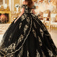 Vestido de Fiesta de Tul con Bordados en Flores y Mangas al Hombro (Varios Colores)