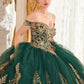 Vestido XV Años Tipo Princea a capas con decoraciones en Encaje Dorado (Varios Colores)